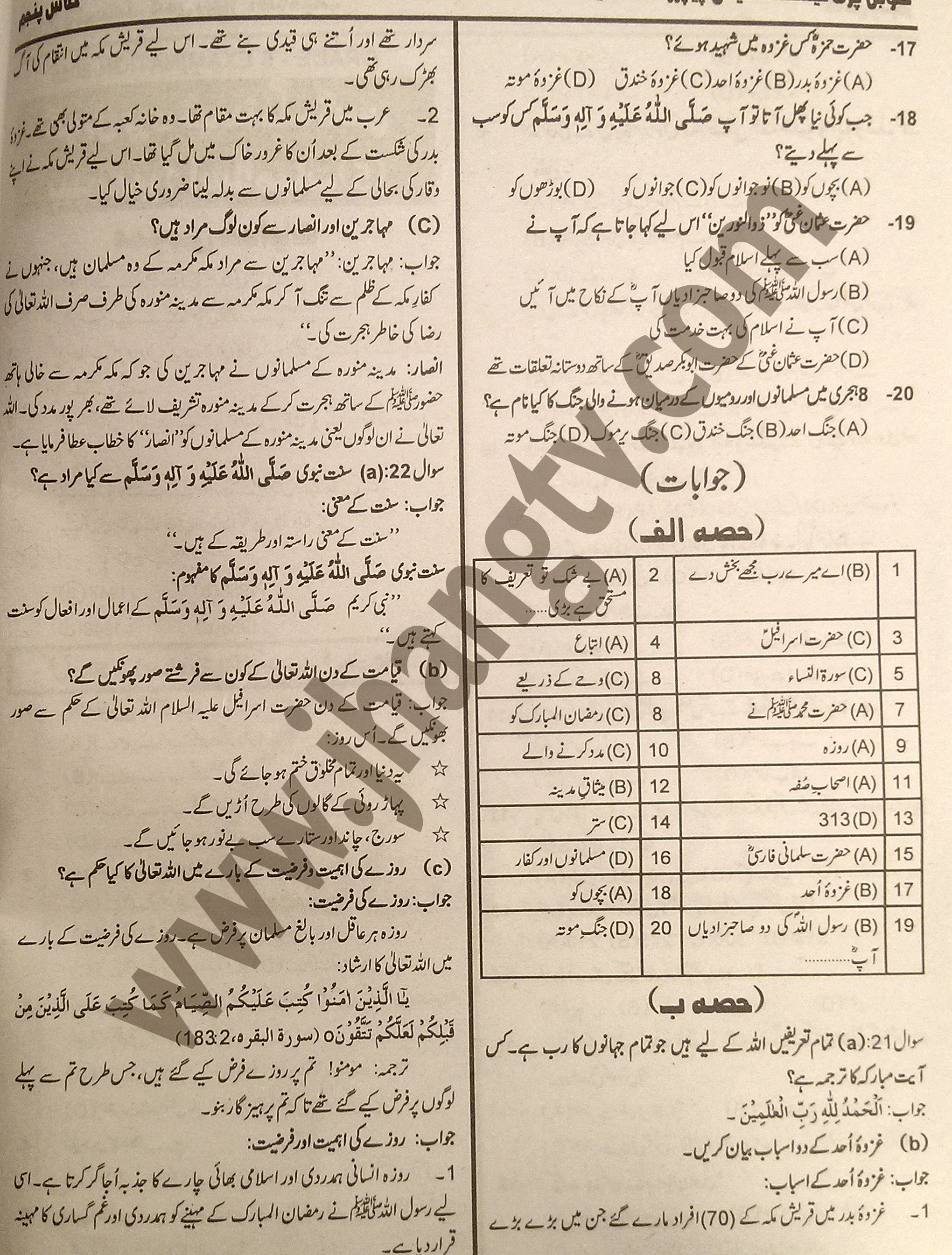 5th Class Islamiat Guess Papers 2015 (2)