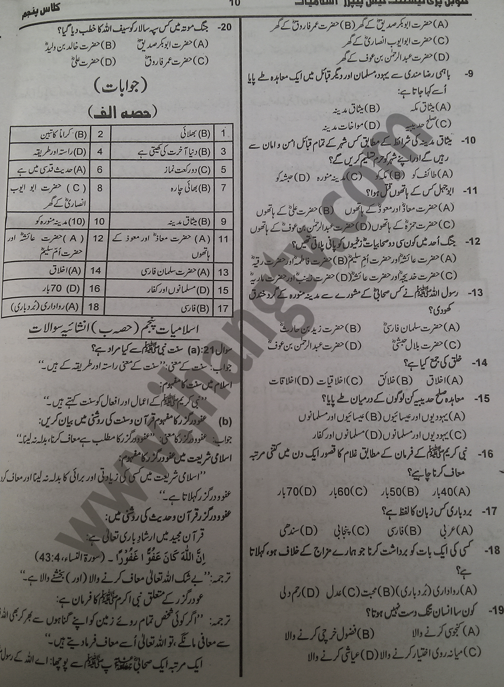 5th Class Islamiat Guess Papers 2015 (8)