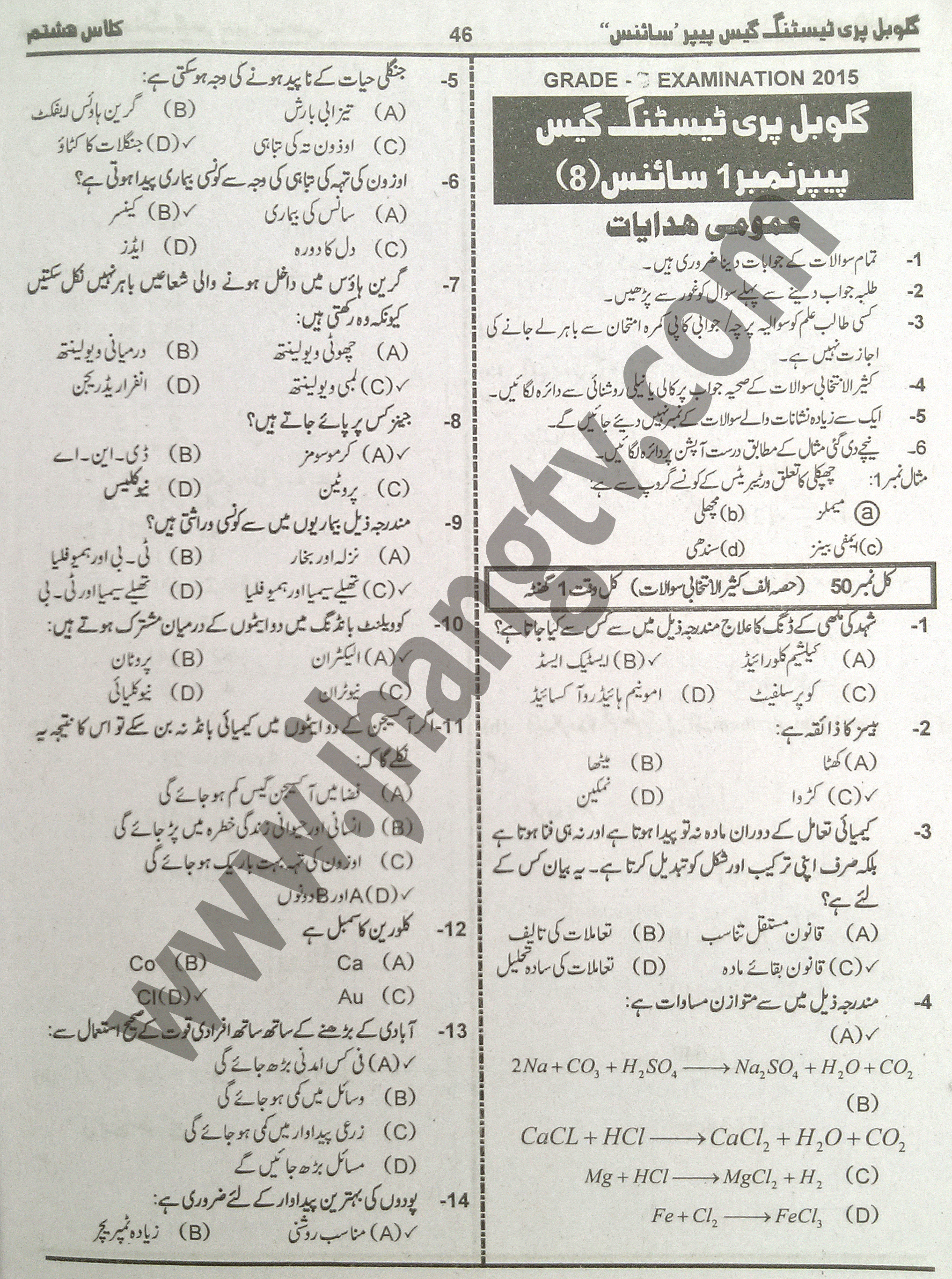 8th Class Science Guess Papers 2015 Urdu Medium (1)