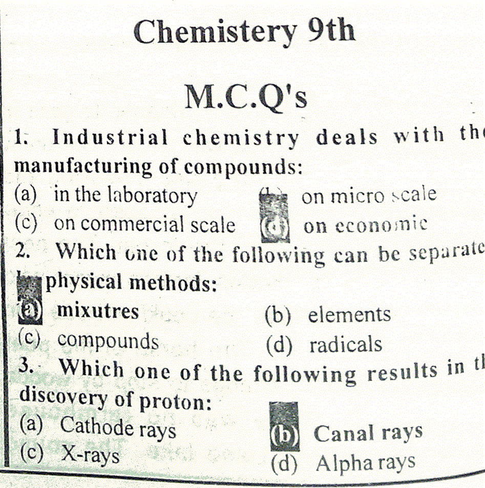 9th Class Chemistry Guess Paper 2015 (1)