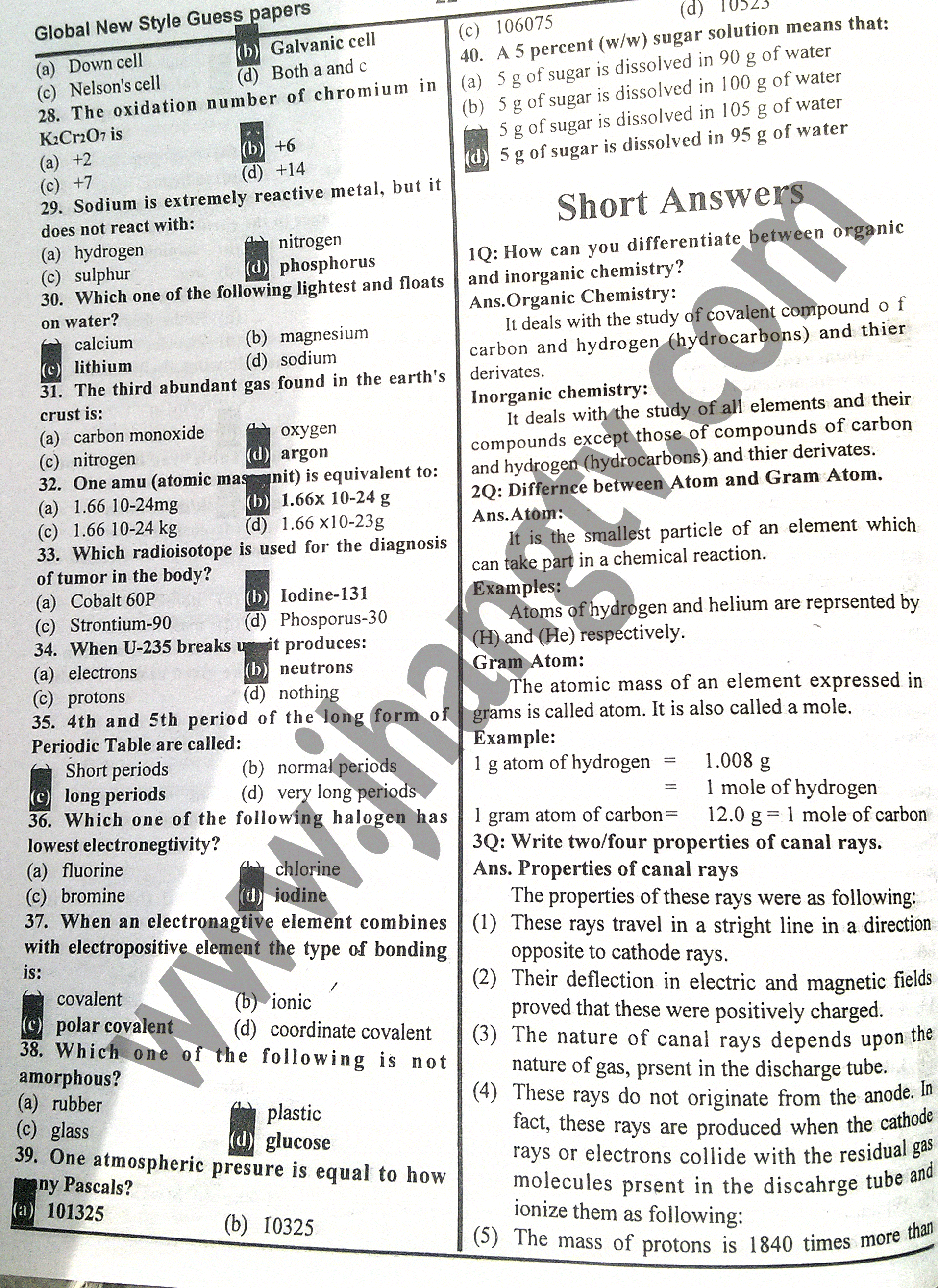 9th Class Chemistry Guess Paper 2015 (3)