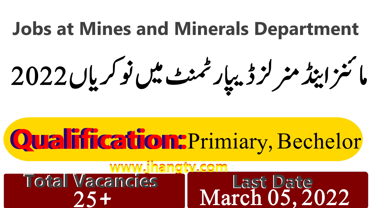 Jobs at Mines and Minerals Department 2022