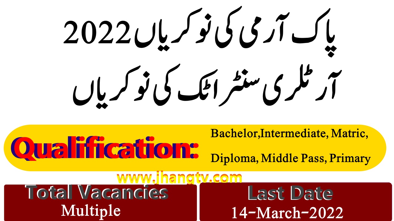 Pak Army Jobs 2022 Artillery Center Attock Jobs 2022