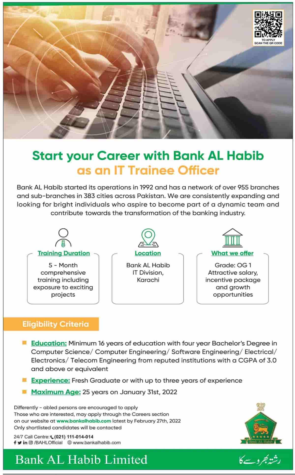Jobs at Bank Al Habib Limited IT Trainee Officer Jobs 2022