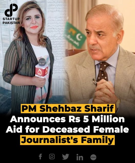 Prime Minister Shahbaz Sharif announced Rs 5 million Sadaf Naeem