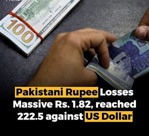 On Friday, the Pakistani rupee lost Rs1.82 against the US dollar.