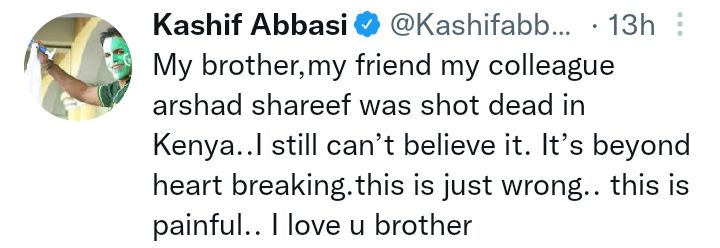 Pakistani celebrities are devastated by the tragic death of journalist Arshad Sharif
