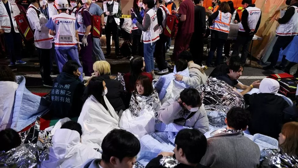 Pictures of the disaster's aftermath from Seoul for Halloween