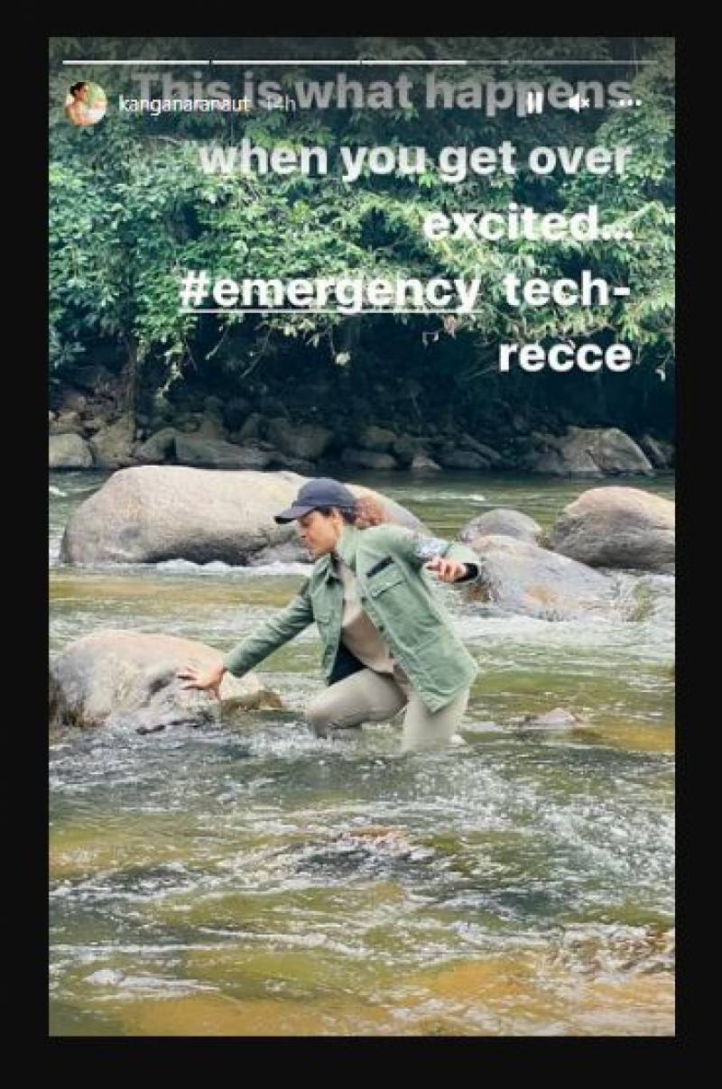 Kangana Ranaut falls into a river while filming.