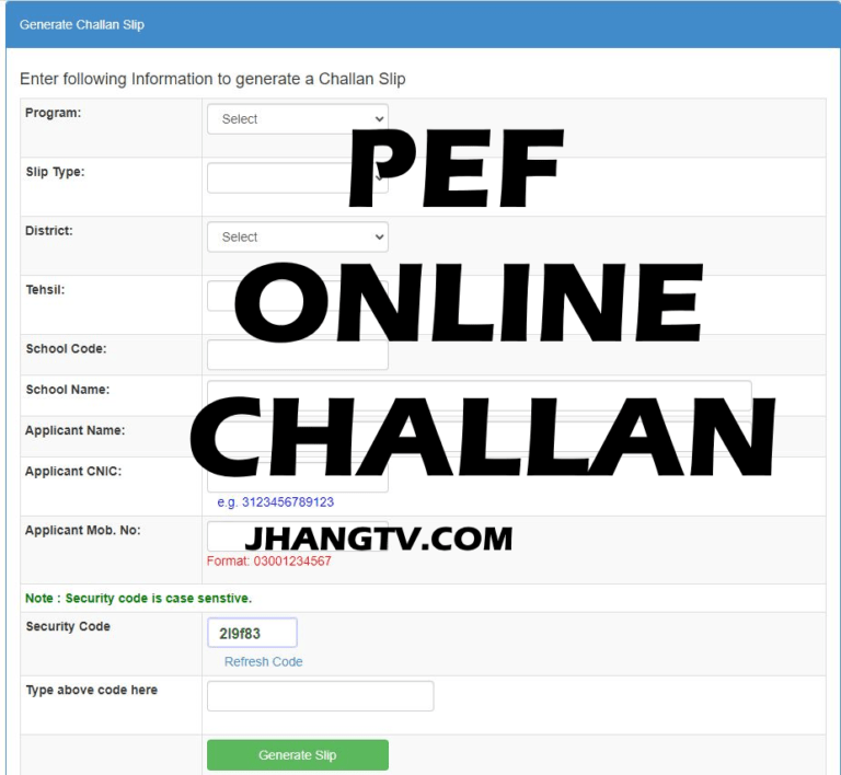 How to Generate a PEF Challan Slip: A Comprehensive Guide